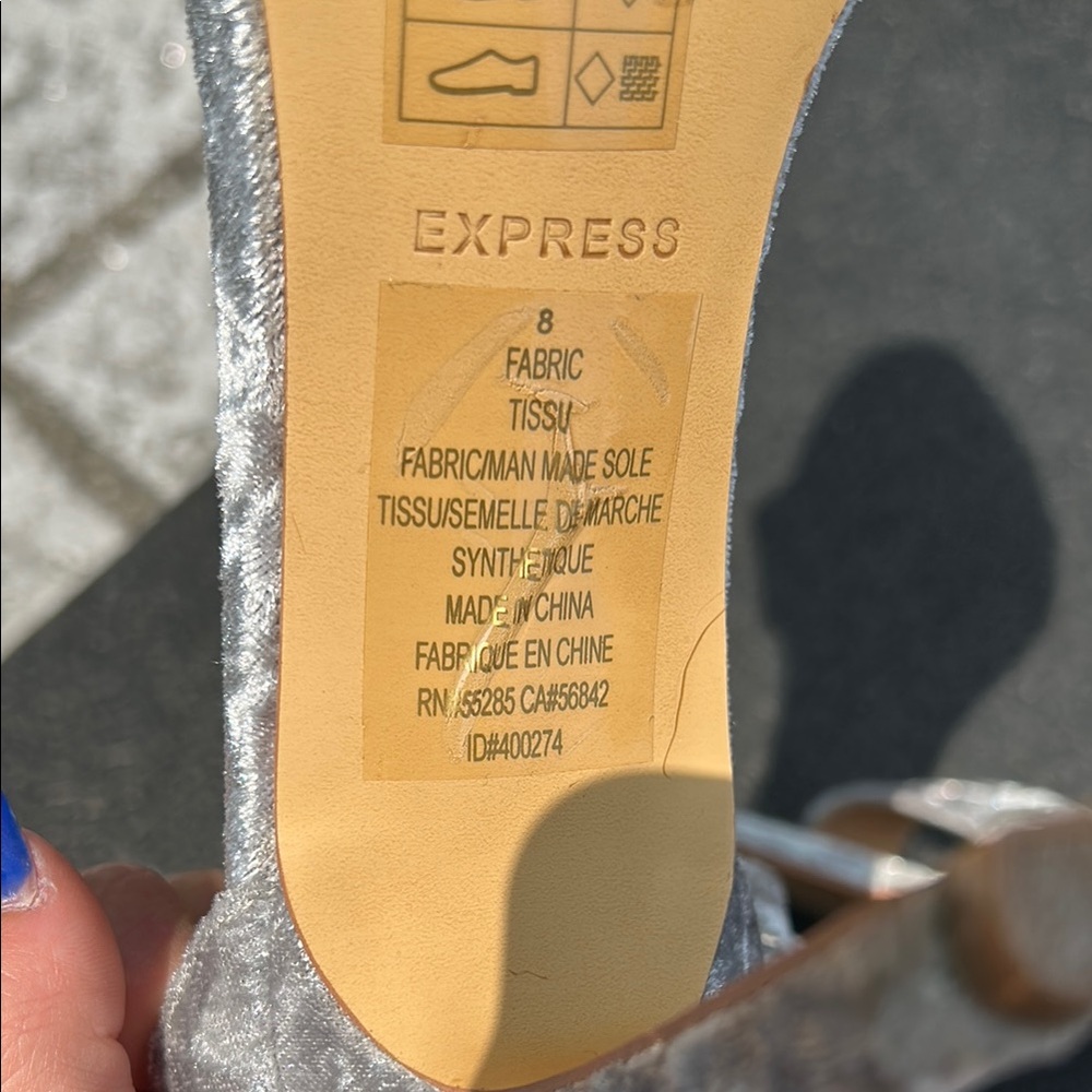 Express Silver Velvet Heels - Picture 3 of 3